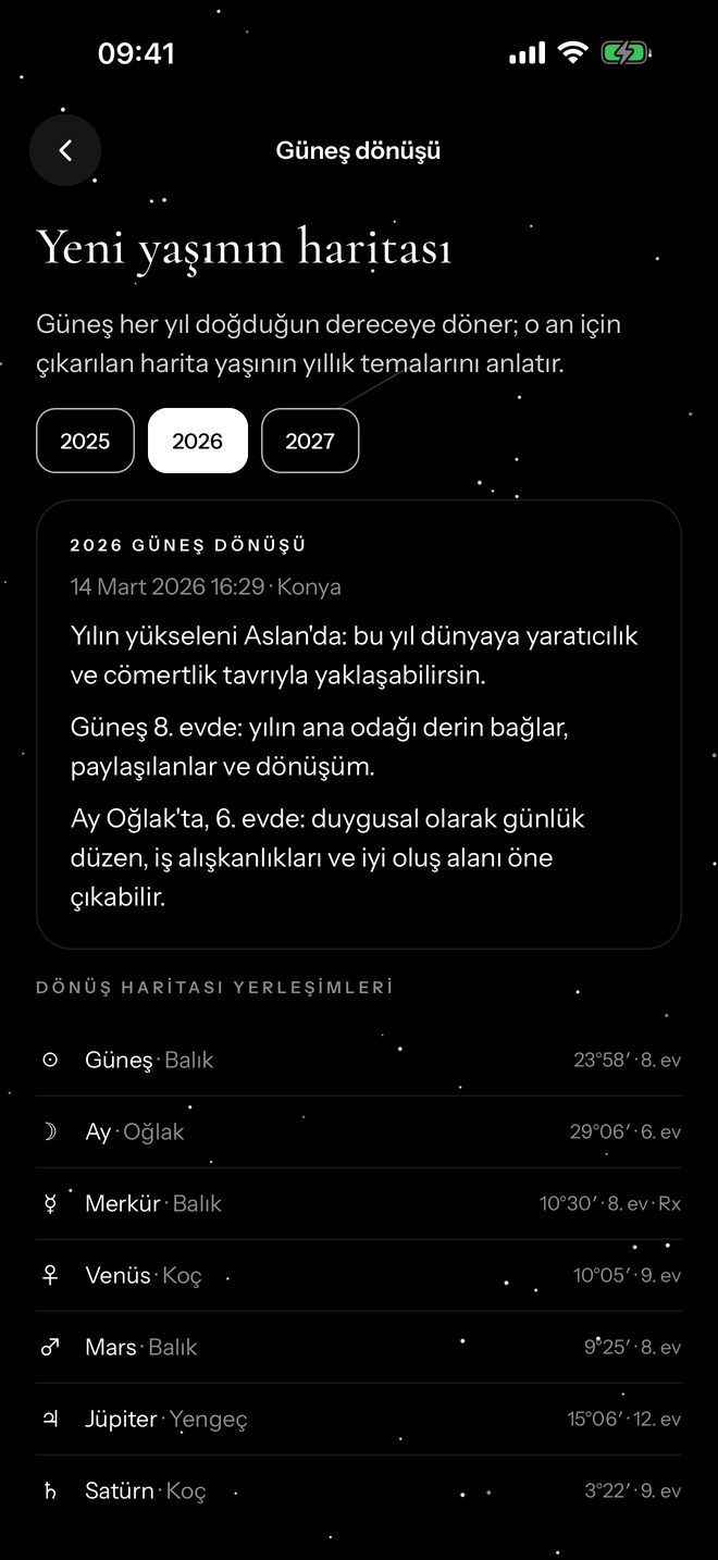 Keşfet ekranı: ileri astroloji araçları